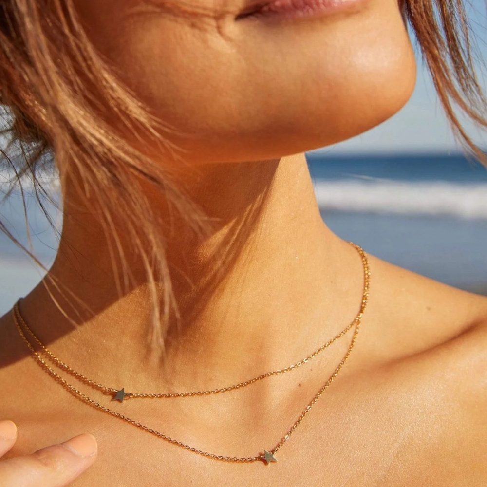 Jennifer Zeuner Star Double Necklace, Gold Necklace